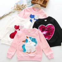 cute cat baby girls hoody sweatshirt toddler kids cotton sequins unicorn cartoon children sweater autumn spring clothes tops