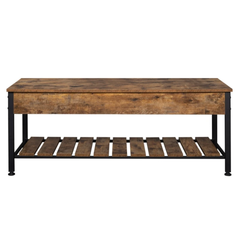

【USA READY STOCK】Storage Bench, Entryway Lift Top Shoe Storage Bench , Metal Frame Rustic Brown