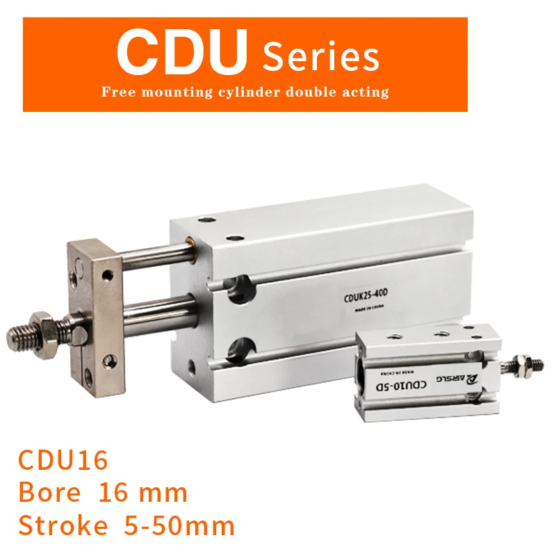 

CDU CDU16 CDU16-5D-10D-15D -20D -25D -30D -35D -40D -45D -50D Free Mount Cylinder Non-rotating Rod Double Acting Built-in magnet