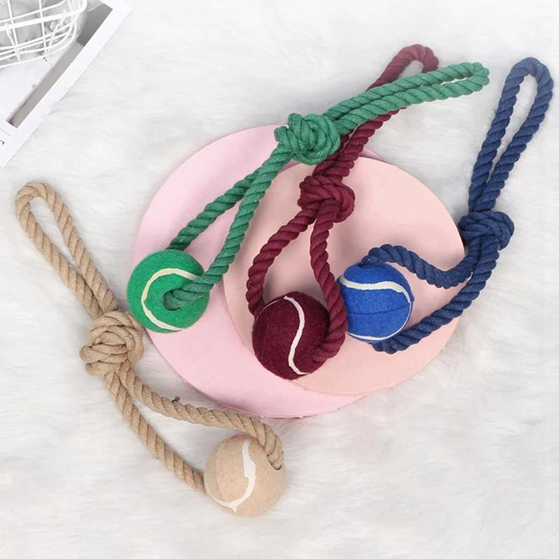 Хлопковая веревка жевательные мячи для чистки тенниса безопасные эластичные