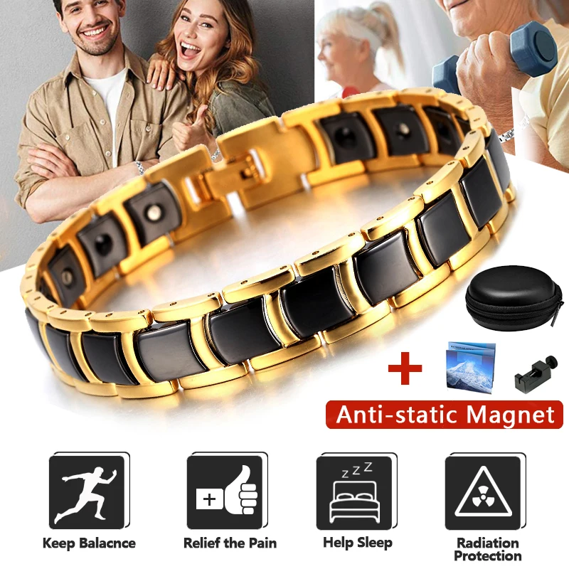 Лечебный керамический браслет для магнитотерапии из нержавеющей стали 316L