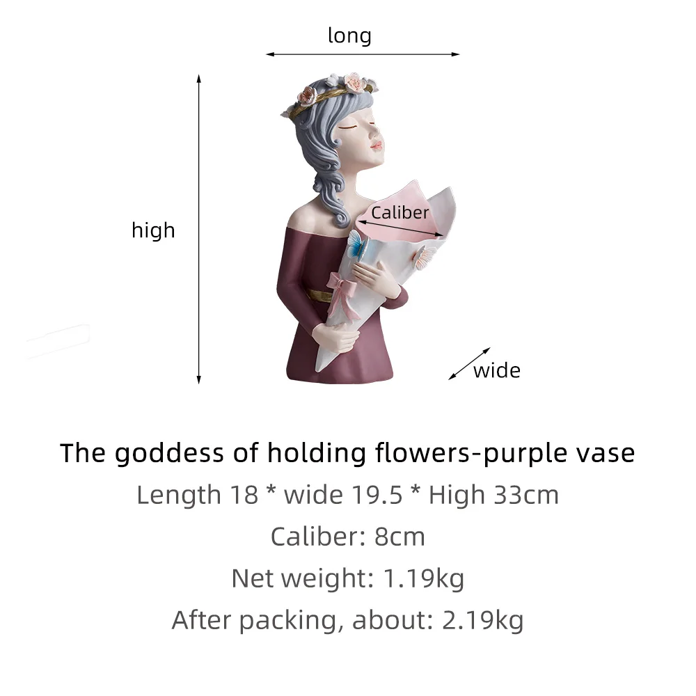 

Nordic Creativity Pensive Girl Vase Living Room Home Decorations TV Cabinet Entrance Storage Ornaments Wedding Gifts
