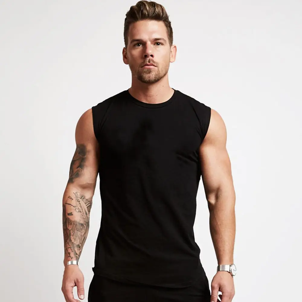 Майка мужская для спортзала тренировочная хлопковая рубашка без рукавов фитнеса