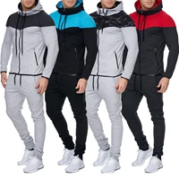 zogaa mens casual fashion sweatshirts pants suits hoodies patchwork drawstring tracksuit men sets large size all match chic hot