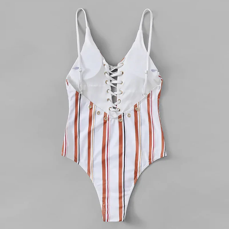 

Sexy Stripes Swimwear Women Backless One piece Swimsuit Badpak Monokini Maillot femme Bikini Maio Biquini Mujer Trikini