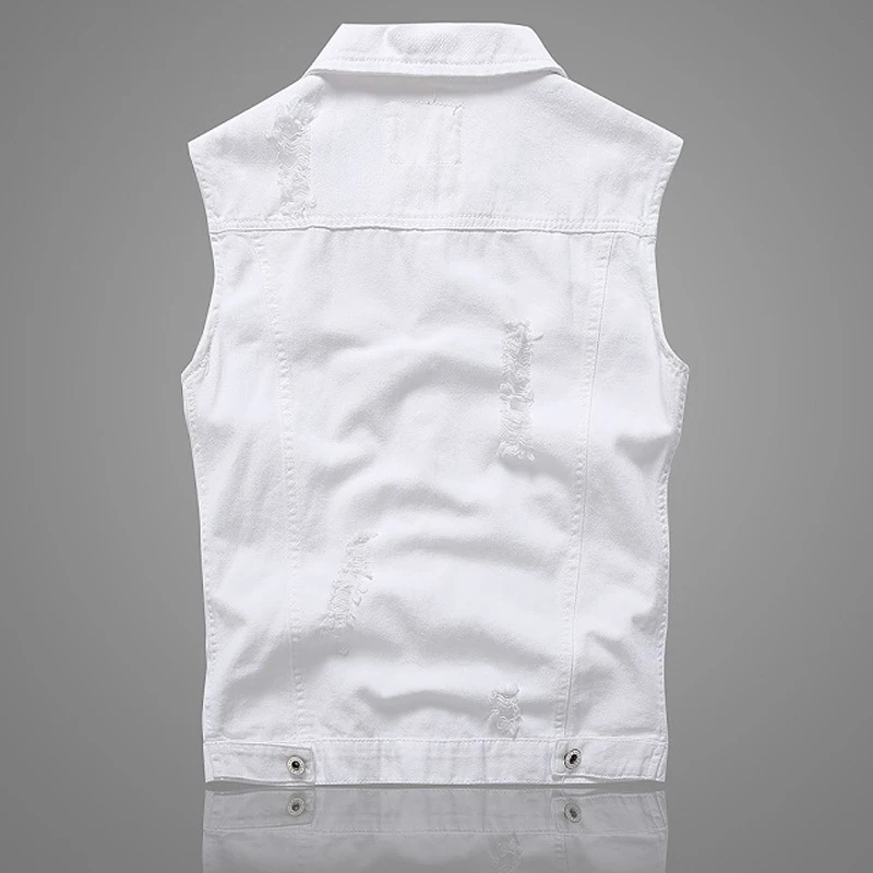 2019 винтажный дизайн мужской джинсовый жилет белого цвета без рукавов