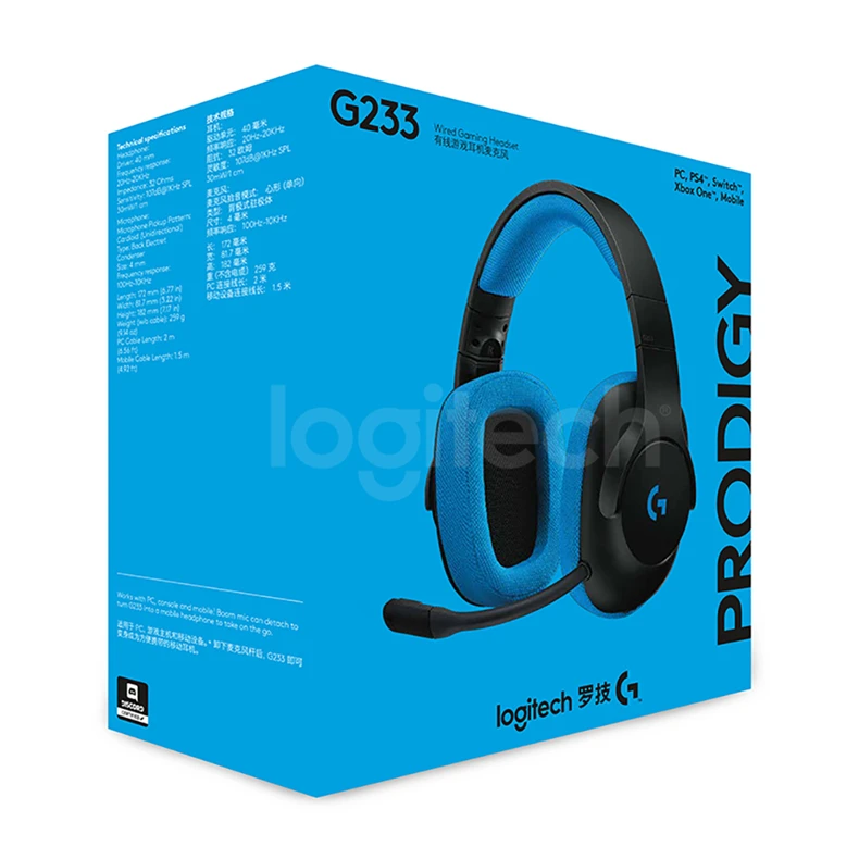 Оригинальные Игровые наушники logitech G233 Conpatible с ПК/PS4/смартфонами и накладками гарнитура с проводным управлением для всех геймеров Microph