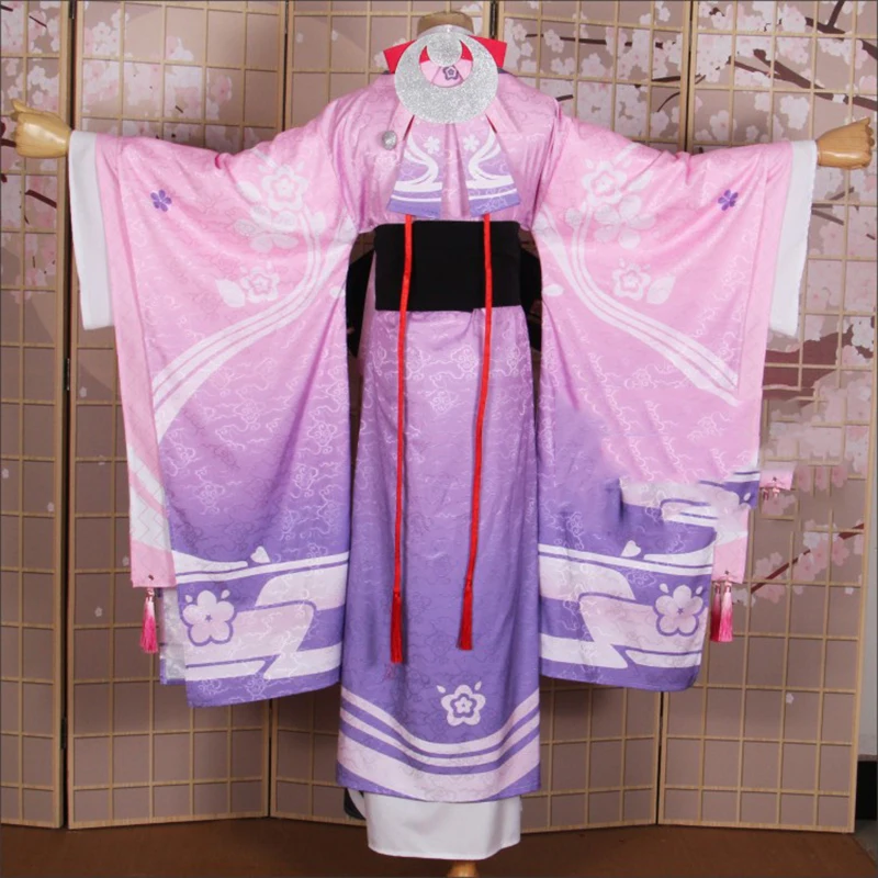 Пользовательский размер SSR Onmyoji Enenra Косплей Костюм Розовое Кимоно Платье wafuku