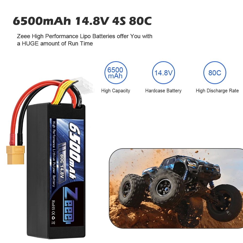 zeee 4s lipo батарея 148 v 80c 6500mah rc lipo батарея с ра
