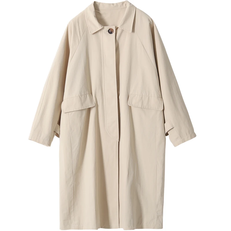 

Women's Windbreaker Spring Autumn Women's Coat Casual Loose Women's Long Trench Coat Solid Coat Women Trench Coat For Women 2021
