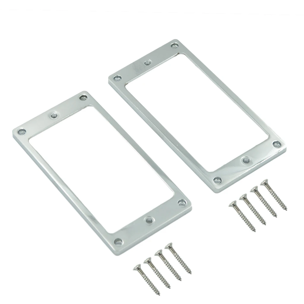 2pcs silber metall humbucking ring set gebogene chrome elektrische gitarre humbucker pickup rahmen montage ring wschrauben metall chrom free global s
