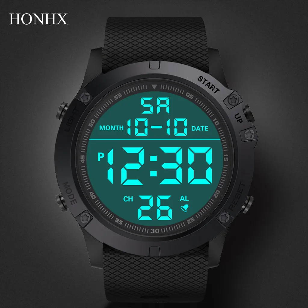 

Часы наручные мужские с хронометром, модные водонепроницаемые светодиодные цифровые в стиле милитари, с обратным отсчетом