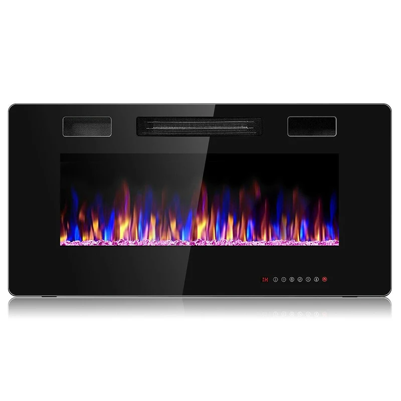 

36" Recessed Ultra Thin Wall Mounted Electric Fireplace 2 Heat Settings Realistic Flame Effects Touch Screen LED Fireplace