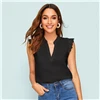 SHEIN модный топ с v-образным вырезом и кружевной отделкой, элегантный топ с v-образным вырезом и стоячим воротником, летние женские топы и блузки без рукавов