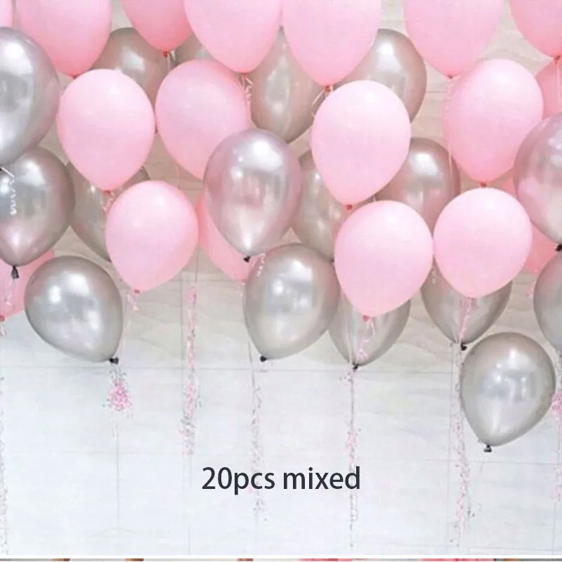 20pcs Латексные Серебристые розовые шары надувной резиновый шарик мяч детский душ 10 18 36 дюймов расположение Свадебные украшения для девочек день рождения - Цвет: 20pcs