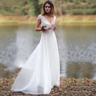 Платье Свадебное шифоновое с V-образным вырезом, Приталенное кружевное пикантное, с открытыми плечами, для невесты, лето