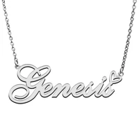 love heart genesis name necklace for women stainless steel gold silver nameplate pendant femme mother child girls gift
