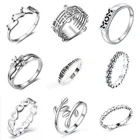 Лидер продаж, простое серебряное кольцо на палец с геометрическим рисунком, в форме лепестков, листьев, бабочек для женщин и мужчин, Модная бижутерия оптом