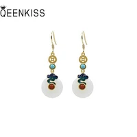 qeenkiss eg597 fine jewelry wholesale fashion woman girl bride birthday wedding gift cloud round jade 24kt gold drop earrings