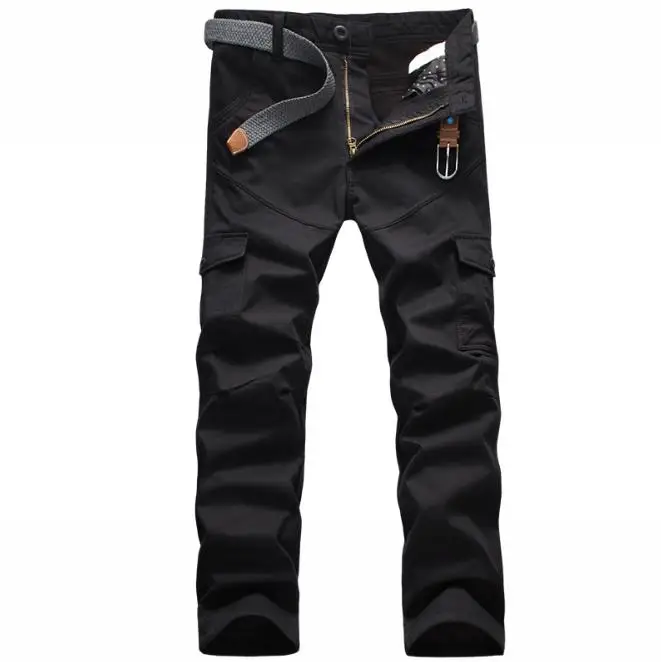 Зимние мужские брюки с начесом мешковатые боковой молнией утепленные флисовые