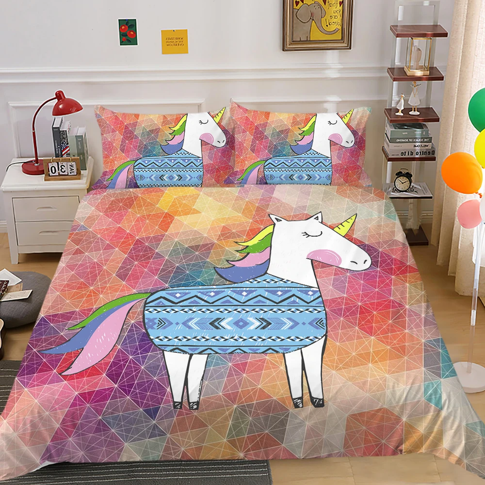 

Unicorn Bedding Kids Girls Luxury Duvet Cover Bedding Set King Queen Twin Comforter Set Full Size Room Decor