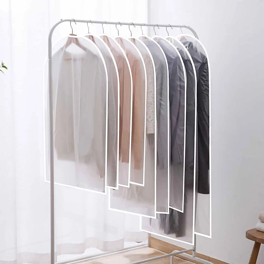 

5Pcs PEVA Clothing Dust Cover Garment Bag Cloth Hanging Organizer Suit Coat Waterproof Protector Closet Storage Bags
