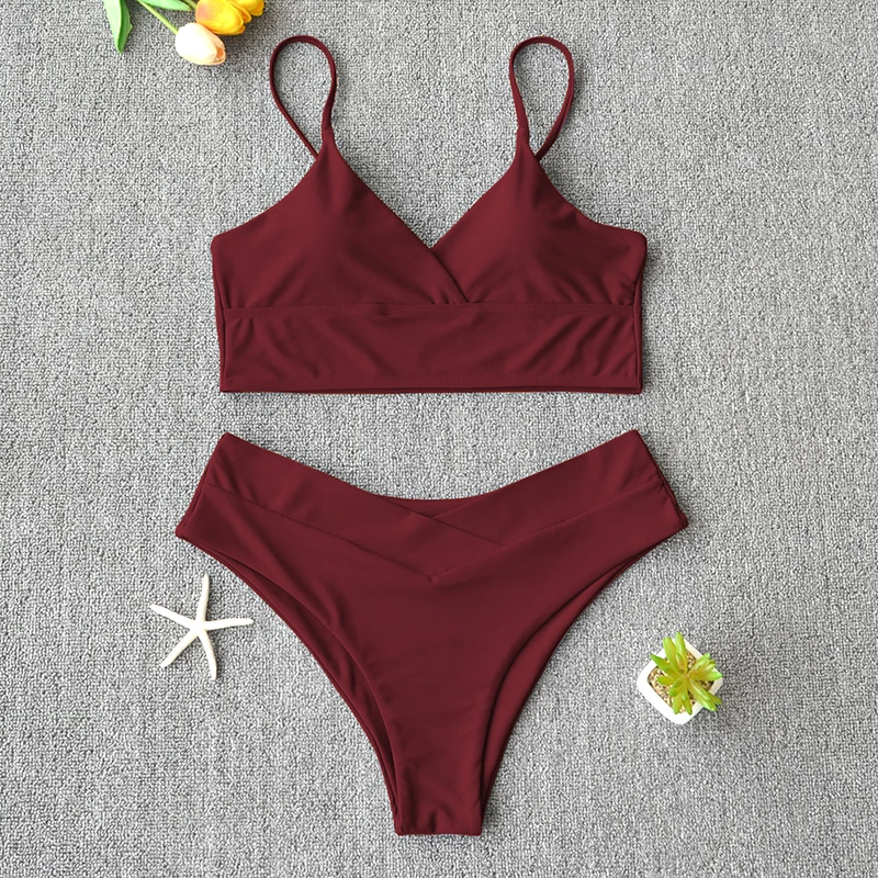 

2021 Sexy Solid Swimsuit Women Bikini Push Up Swimwear Vest Bikini Set Brazilian Bathing Suit Two Piece Swim Suit Female