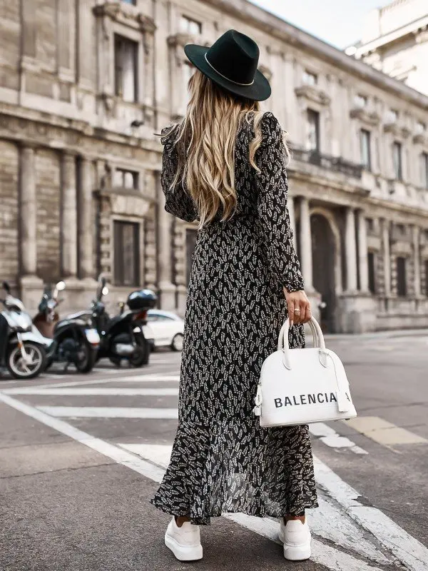 

Autumn V Neck Ruffles Long Print Wrap Dress for Women 2020 Casual Slim Long Sleeve Split Dress Female Elegant Maxi Party Vestido