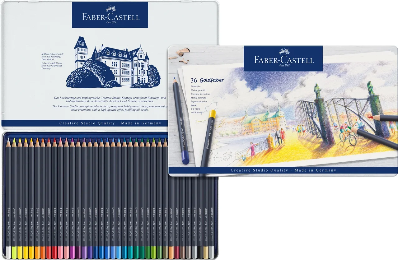 Faber-Castell синий жестяная коробка масляные цветные карандаши 12/24/36/48 мульти-Цвет Профессиональный Картины комплект художественные картины художника поставки