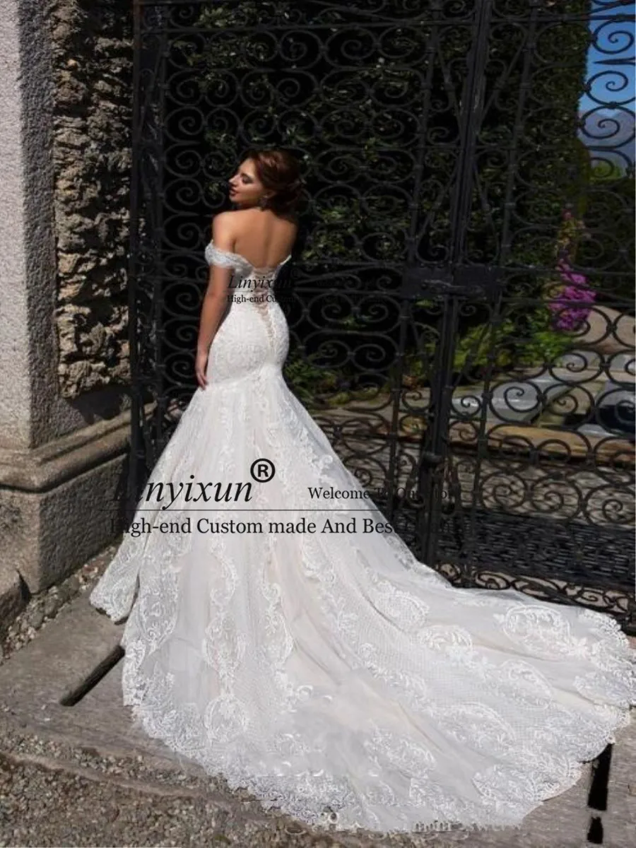 

Vintage Off Shoulder Mermaid Wedding Dresses 2019 Lace Appliqued Sweetheart Corset Back Bridal Gowns Summer Beach Wedding Gowns