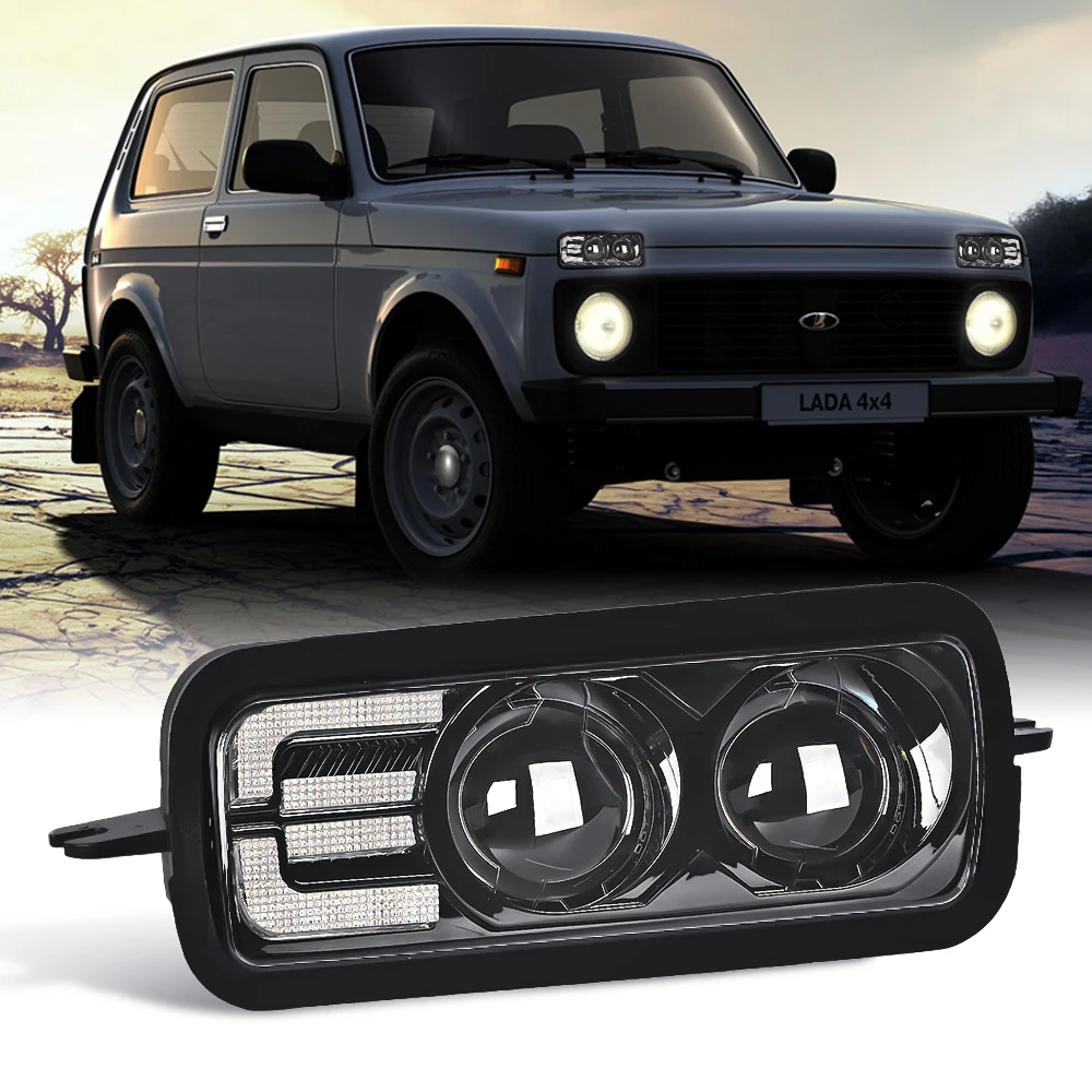 

90W Super Bright High Beam+DRL Front Fog Light For Lada Niva 4x4 1995-2021 Car Lamp With Turn Signal,Daytime Running Light