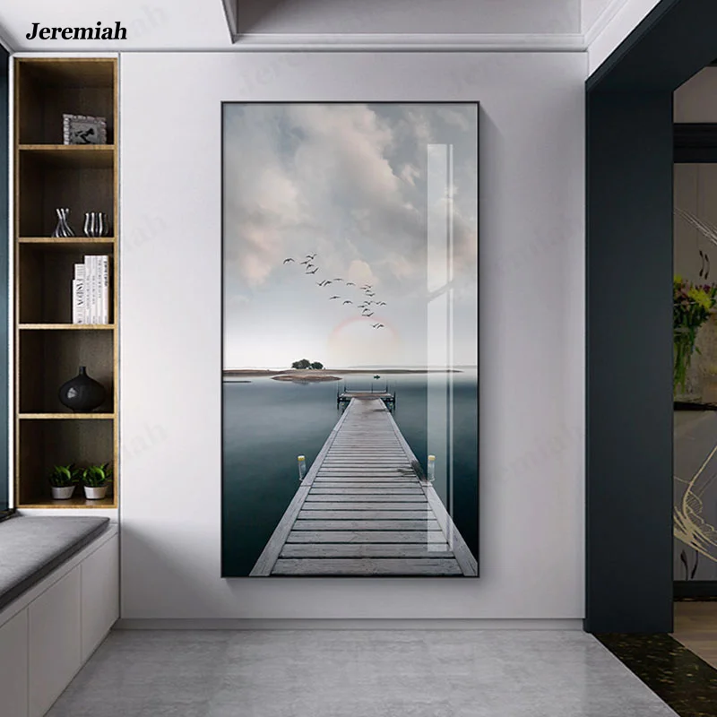 

Home Living Room Decoration Painting Coast Ocean and Sky Poster HD Print Mural Nordic Modern Art Landscape Canvas Wall Painting