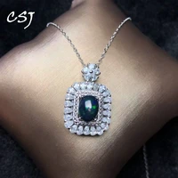 csj luxury ethiopia opal pendants sterling 925 silver necklace natural gemstone ov79m for women wedding party jewelry gift