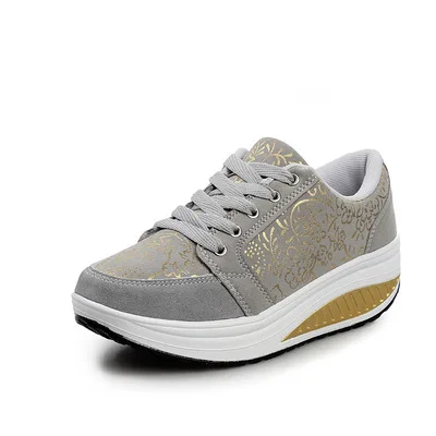 Women Toning Shoes Wedge Slimming  Fitness Swing Shoes Female Platform Height Increasing Breathable Sports Sneakers Eu35-42