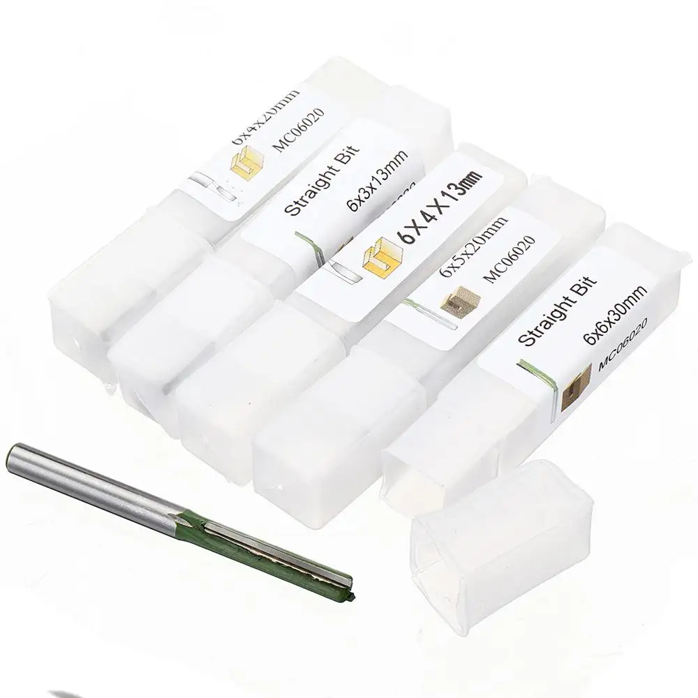 

5pcs 6mm Straight Shank Router Bit 3-6mm Cutting Diameter Woodworking Milling Cutter For Hand Making New