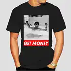 Футболки с рисунком аниме, новинка, футболка с принтом Тони Монтана, получить деньги из фильма, мужская и женская черно-белая футболка, забавная Мужская футболка