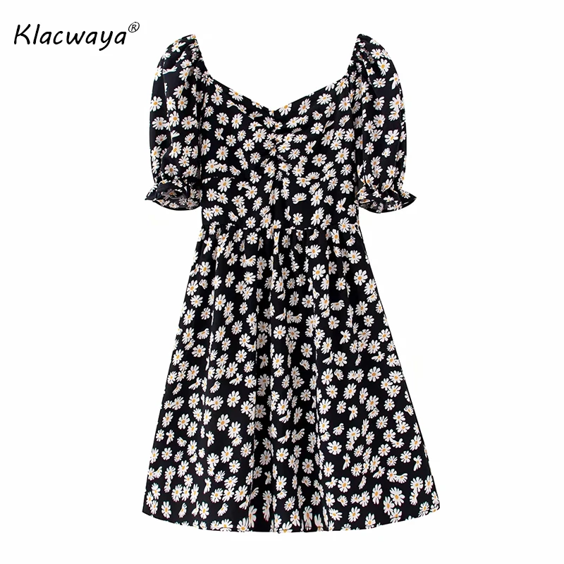 Klacwaya 2020 шикарное винтажное платье мини с цветочным принтом винтажные женские