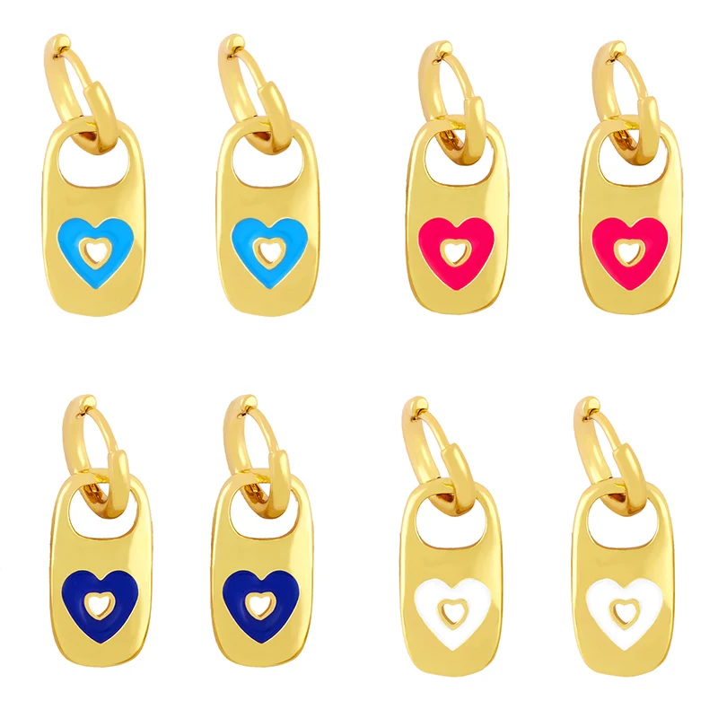 

Polished Gold Hoops Dangle Earrings for Women Soda Pop Tabs Enamel Heart Charms Drop Earrings Valentine Day Jewelry Gifts ersx43