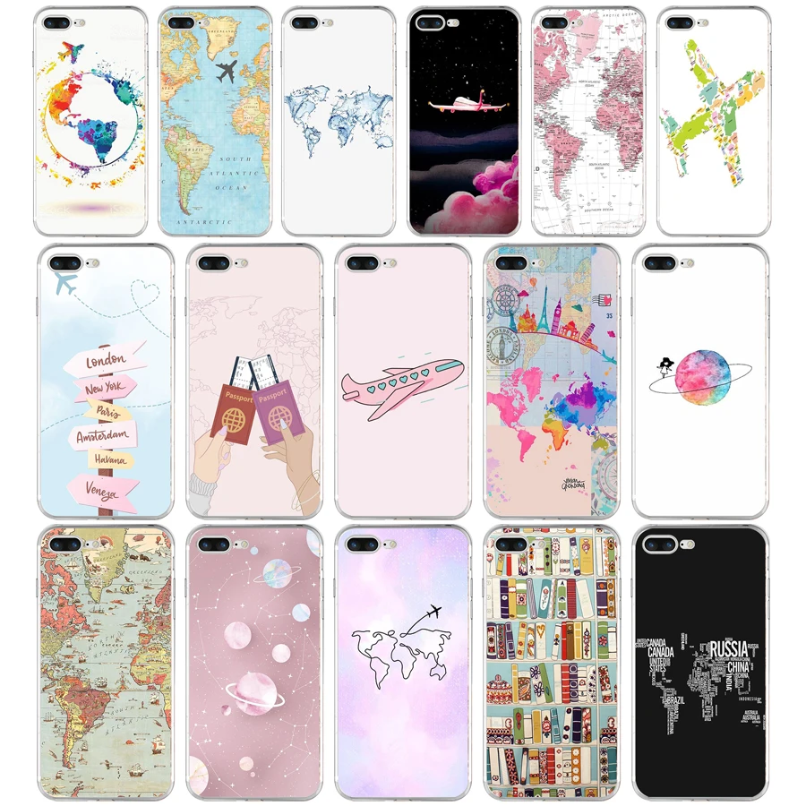 78AA карта мира подарок Мягкий Силиконовый ТПУ чехол для телефона iphone 6 6s 7 8 Plus чехол