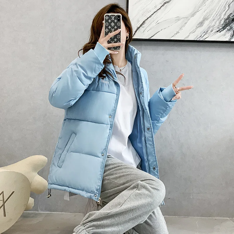 2021 Winter Women Oversized Parkas Jacket Fashion Solid stand collar Thick Warm padded Coat Casual Winter Outwear Jacket parkas
