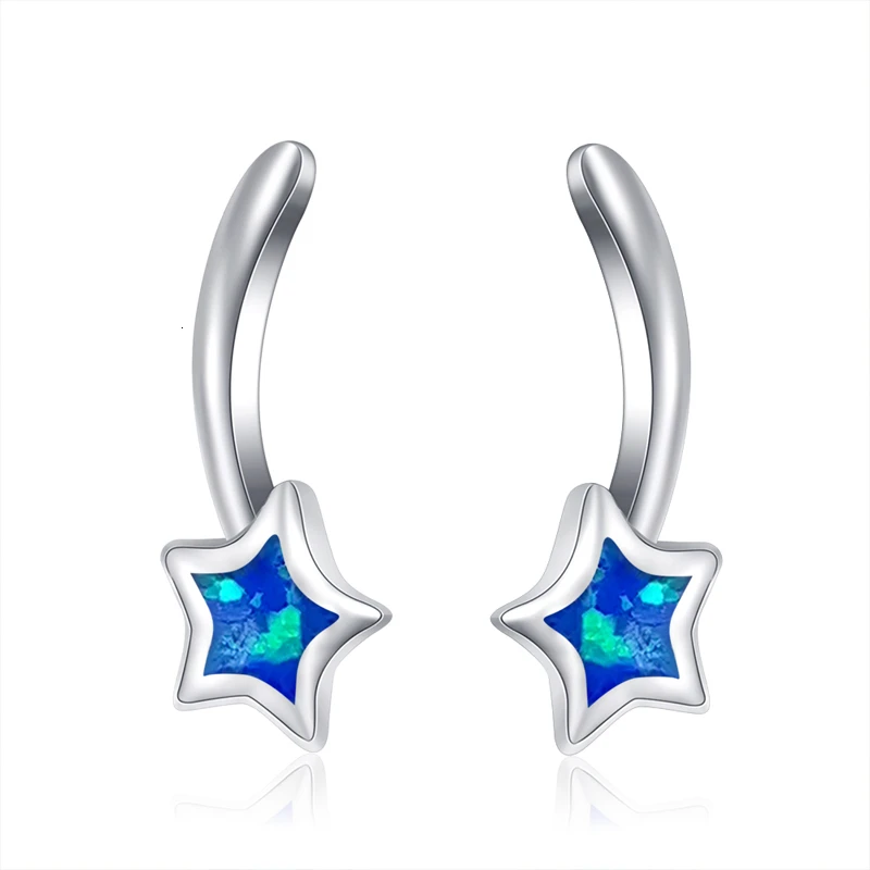 Женские серьги из серебра 925 пробы с опалом в форме звезды|Серьги-гвоздики| |