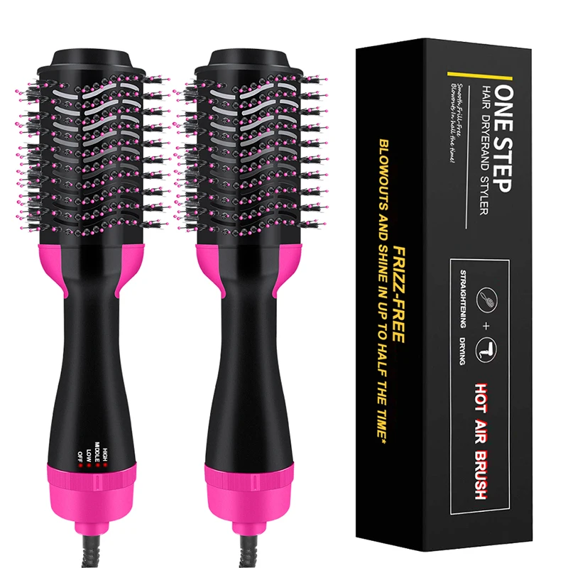 

3 IN 1One Ste One Step Hair Dryer & Volumizer Salon Hot Air Paddle Styling Brush Negative Ion Generator Hair Straightener Curler