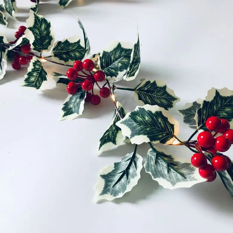 

Artificial Christmas Garland with Spruce Cypress Pinecones Red Berry Garland Win