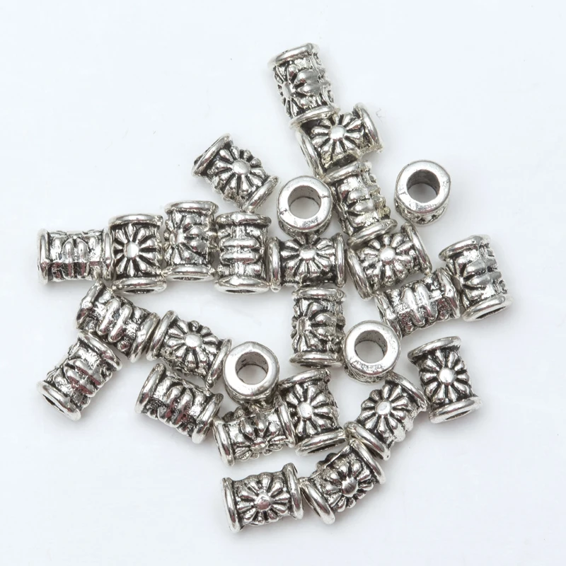 50 шт Серебряная каменная винтажная трубчатая вставка металлические бусины для