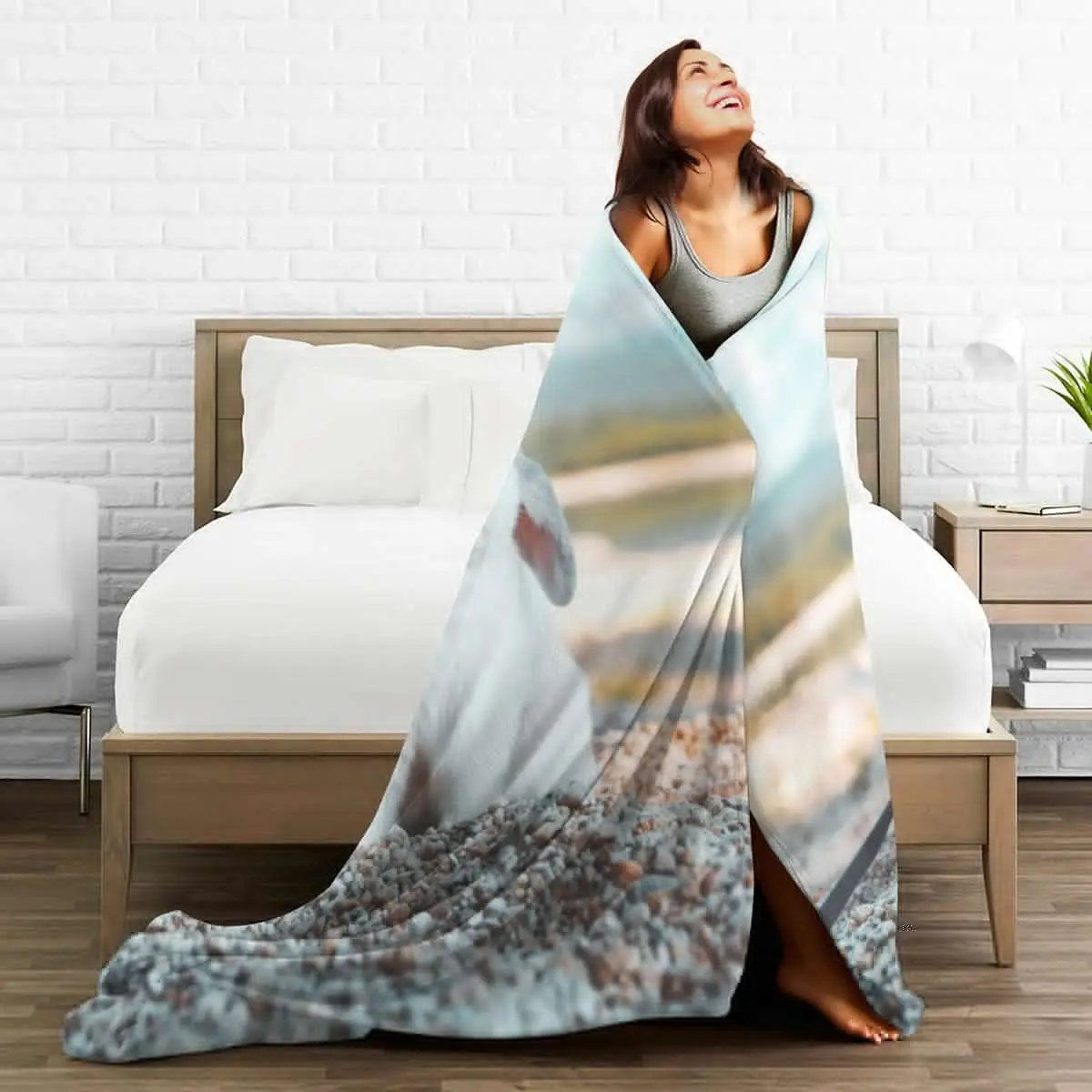 

Fashion animal Rabbit 3D printing printed blanket bedspread blanket retro bedding square picnic wool soft blanket