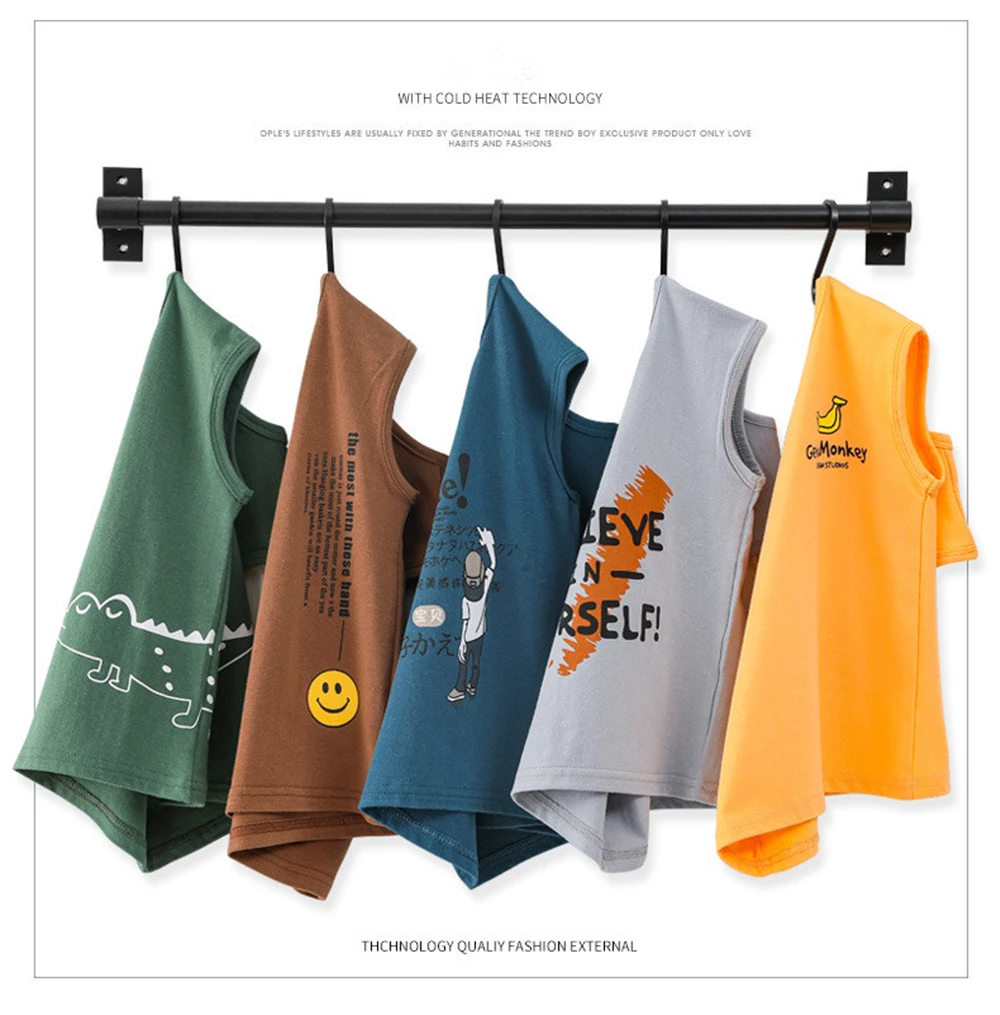 

Summer Kids Baby Boys Vests T-shirts Children Vest Outfit Kid Boy Girl Cute Tops Clothes Cotton Tees Black Playsuits