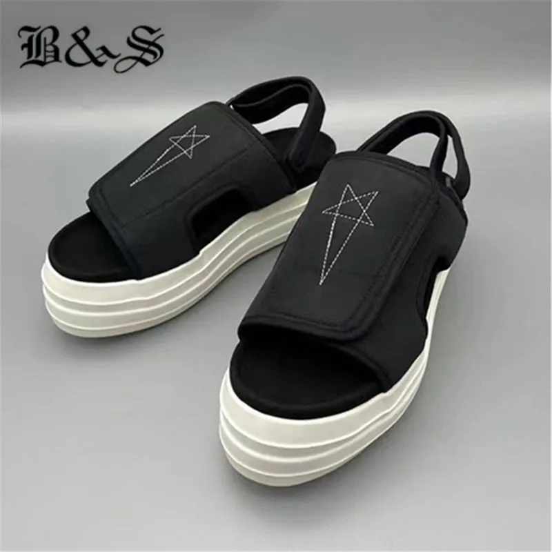 21ss черные холщовые легкие эва сандалии на толстой подошве с вышивкой в виде