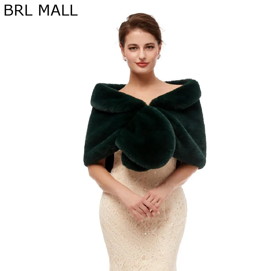 155*45 см размера плюс черная зеленая женская меховая Наплечная накидка Свадебные