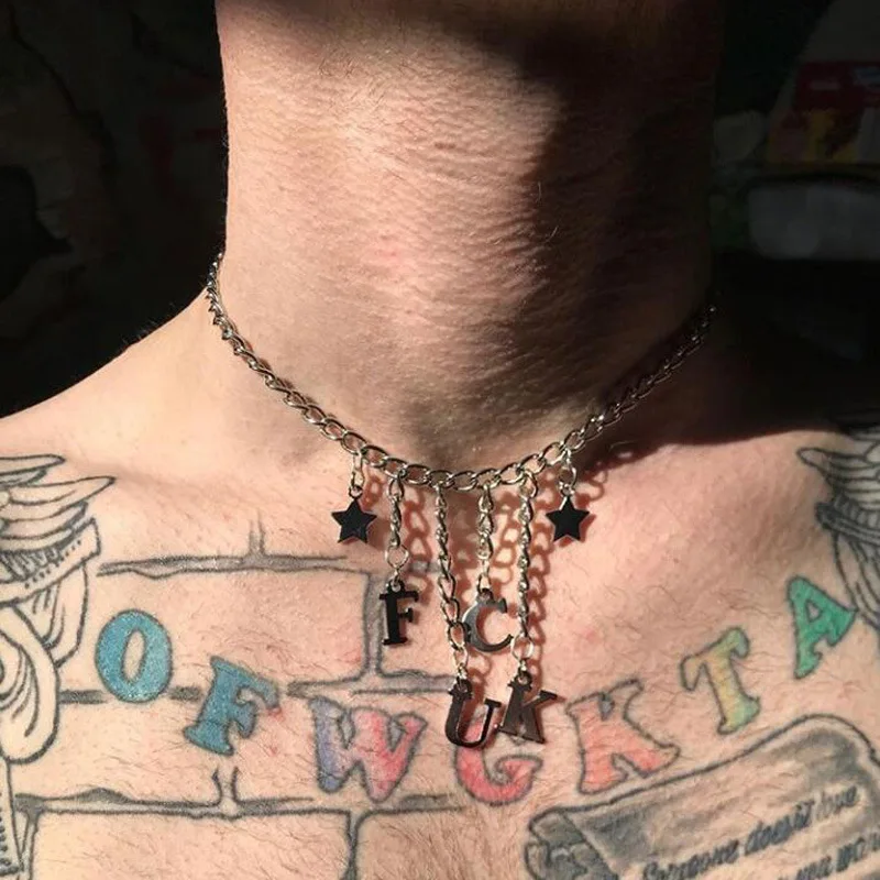 Ожерелье из нержавеющей стали с буквами женское уличное панк ювелирное изделие