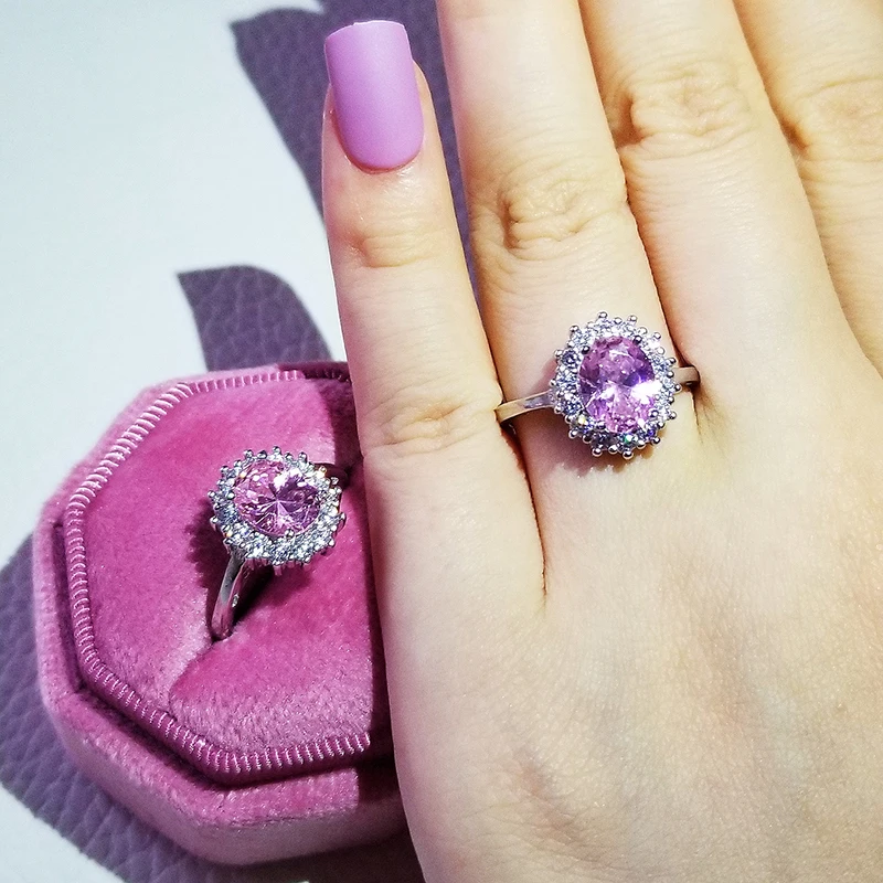 Оригинальный 925 стерлингового серебра овальным вырезом кольца для женщин